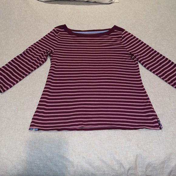 Talbots Striped Stretch Weekend 3 Quarter Inch Sleeve Tee Shirt - Picture 2 of 6